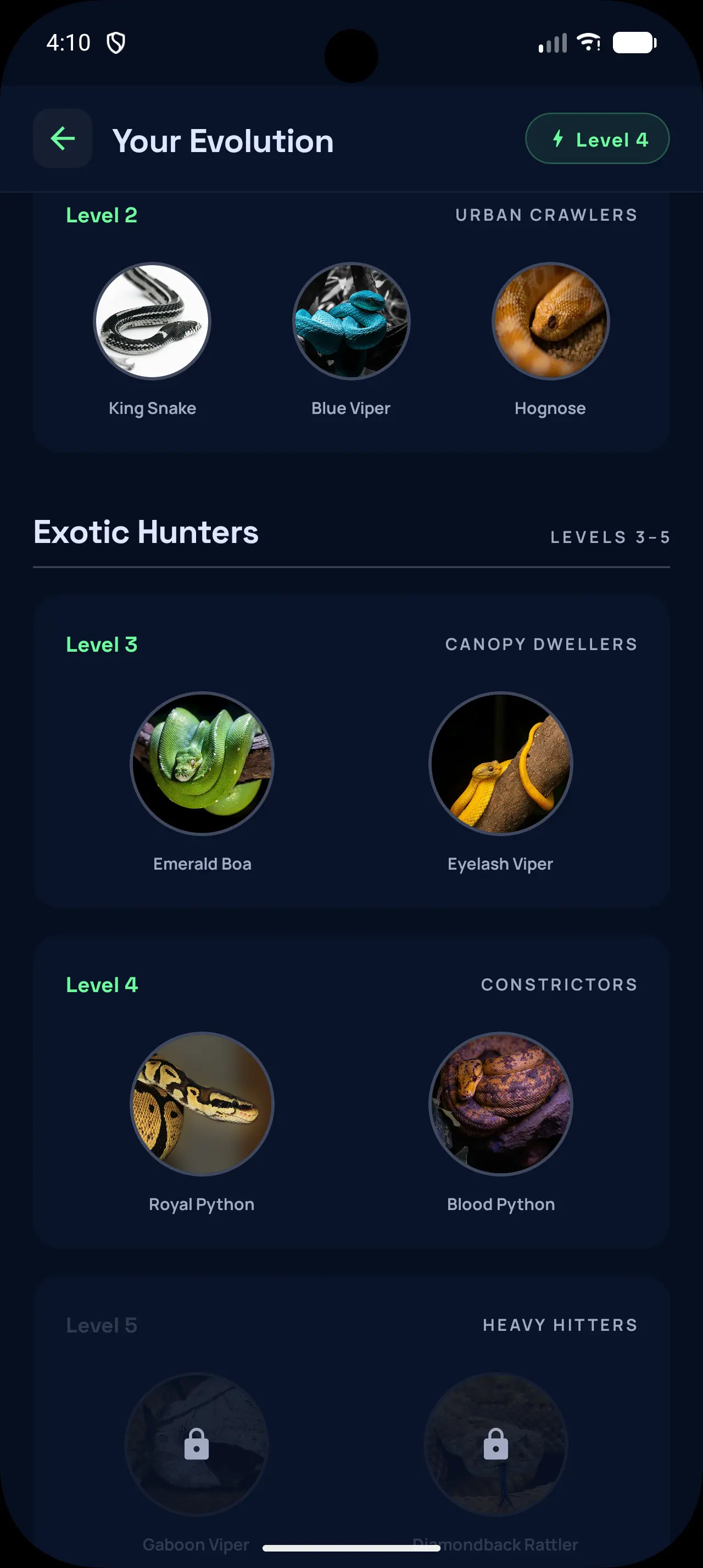 Evolution screen